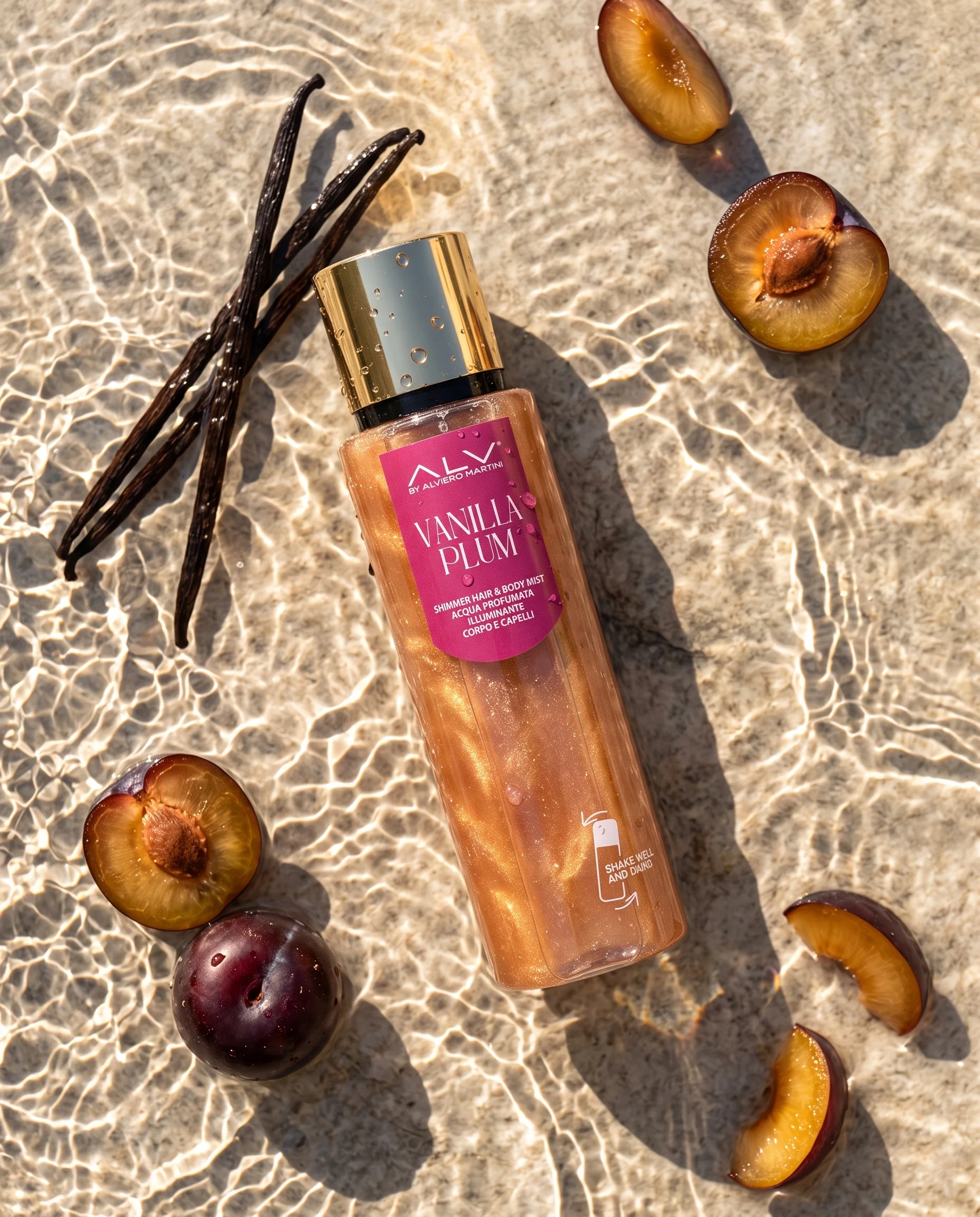 ALV Vanilla Plum | Shimmer Hair & Body Mist 200ml – Alviero Martini – foto 3